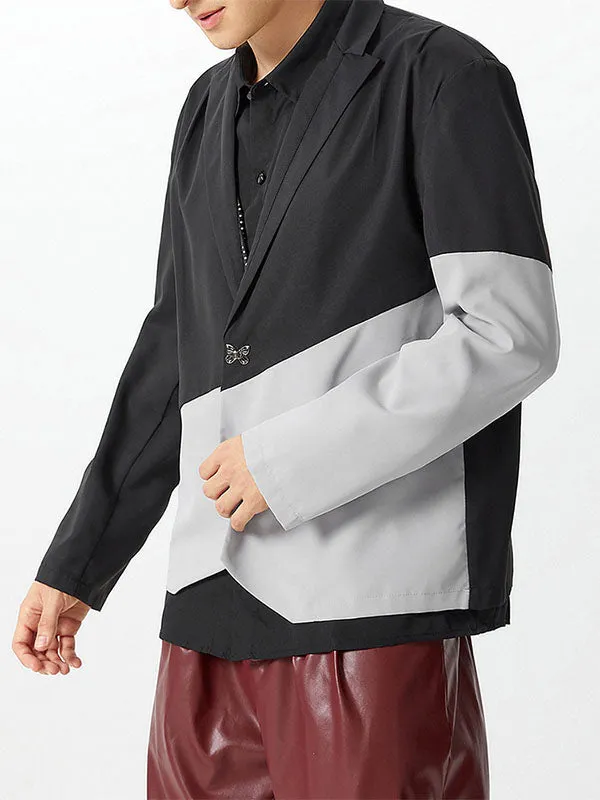 Mens Color-Block Patchwork Long-Sleeve Blazer SKUK80427 sold by Incerunmen product image thumbnail 2