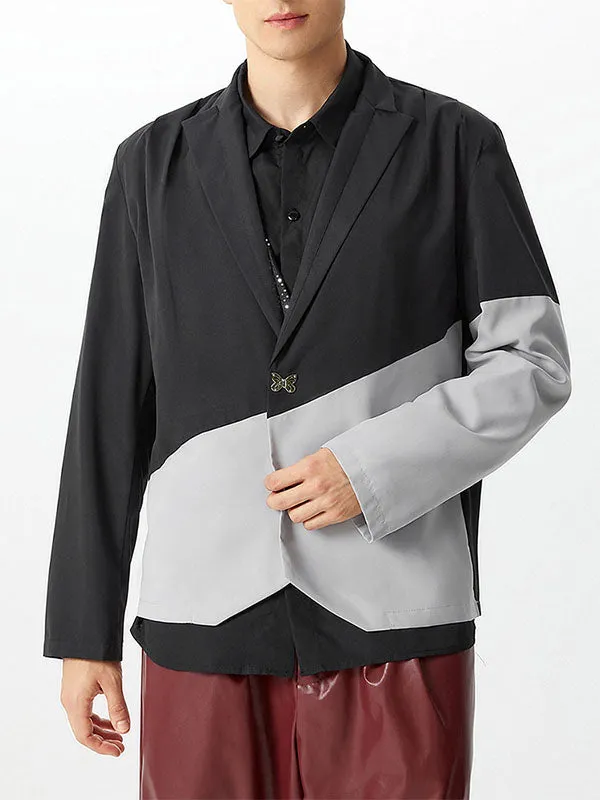 Mens Color-Block Patchwork Long-Sleeve Blazer SKUK80427 sold by Incerunmen