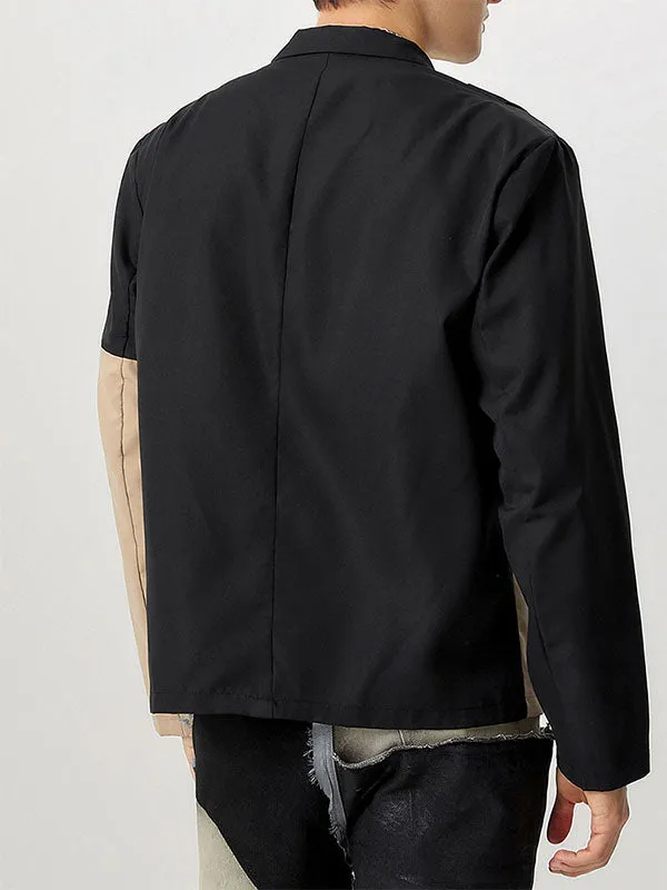 Mens Color-Block Patchwork Long-Sleeve Blazer SKUK80427 sold by Incerunmen product image thumbnail 4