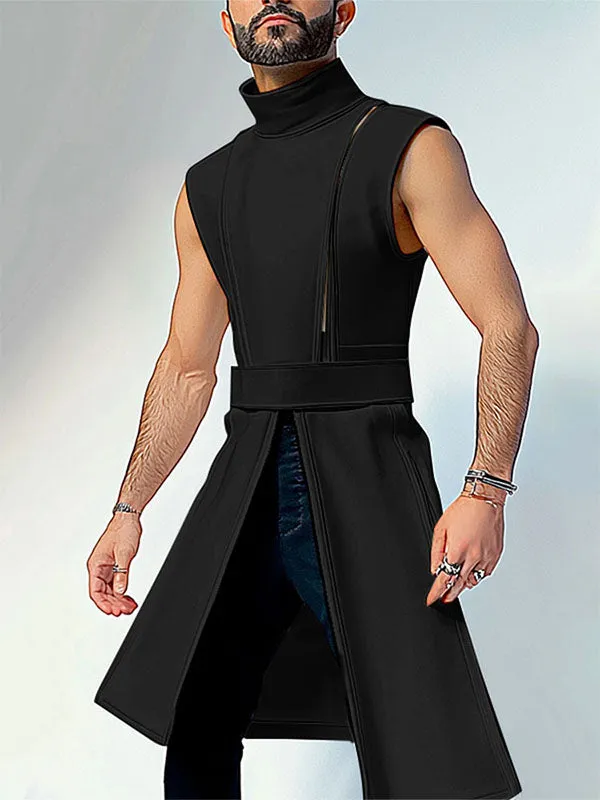 Mens Solid Color Split Design Sleeveless T-Shirt SKUK88115 sold by Incerunmen