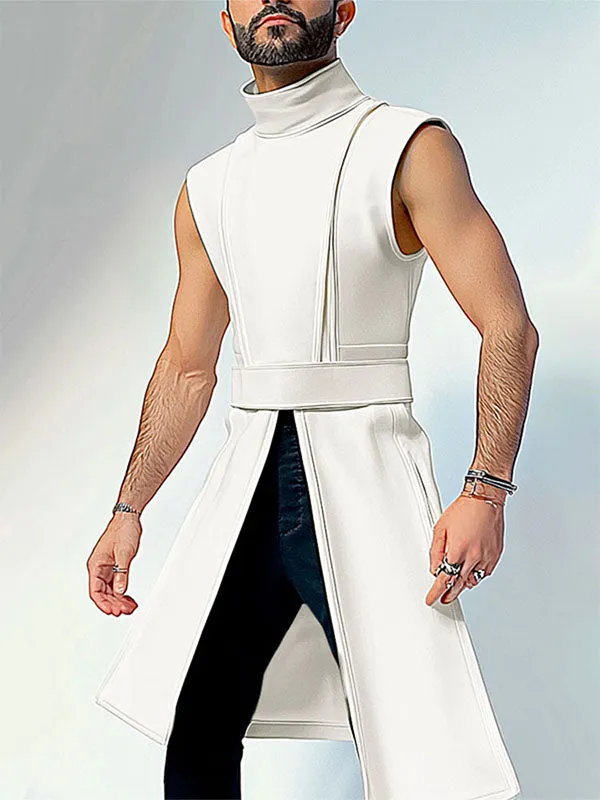 Mens Solid Color Split Design Sleeveless T-Shirt SKUK88115 sold by Incerunmen product image thumbnail 2