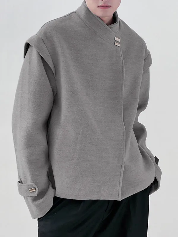 Mens Metal Button Detail Solid Color Long-Sleeve Jacket SKUK72495 sold by Incerunmen product image thumbnail 2