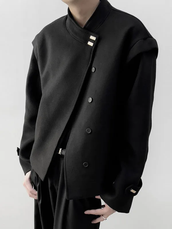 Mens Metal Button Detail Solid Color Long-Sleeve Jacket SKUK72495 sold by Incerunmen product image thumbnail 4