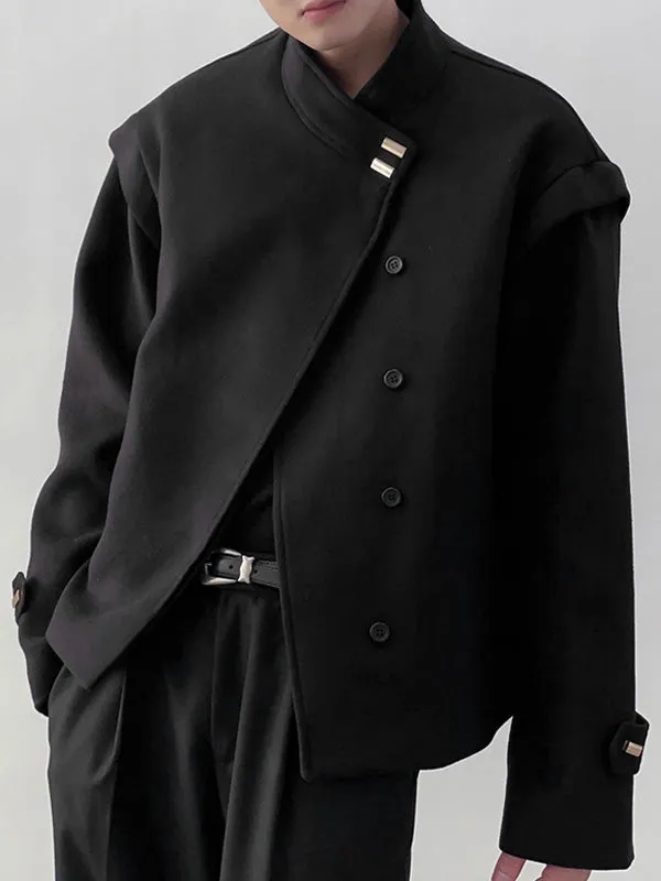 Mens Metal Button Detail Solid Color Long-Sleeve Jacket SKUK72495 sold by Incerunmen product image thumbnail 3