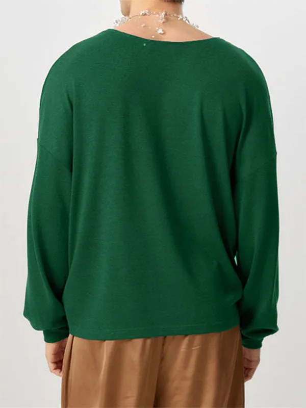 Mens Lace Patchwork Textured Pullover Sweater SKUK81739 sold by Incerunmen product image thumbnail 4