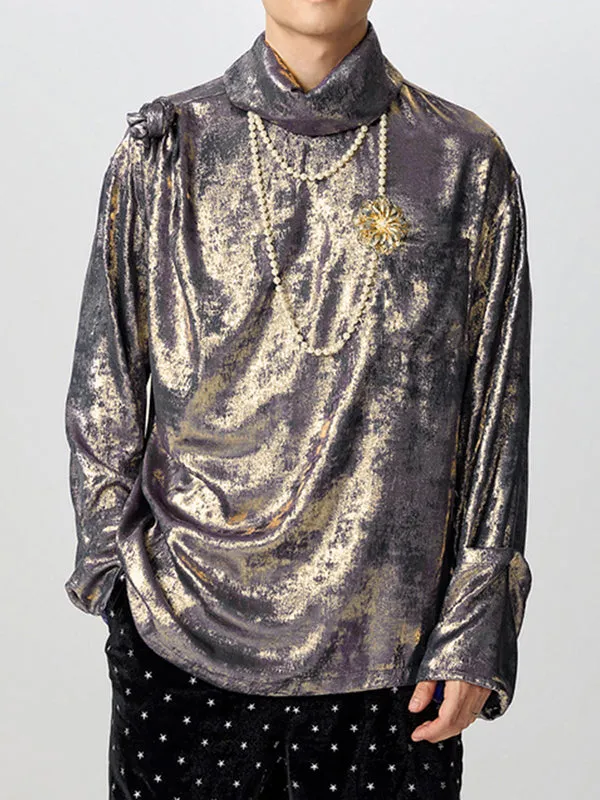 Mens Sheer 3D Floral Tie Long-Sleeve T-Shirt SKUK84564 sold by Incerunmen