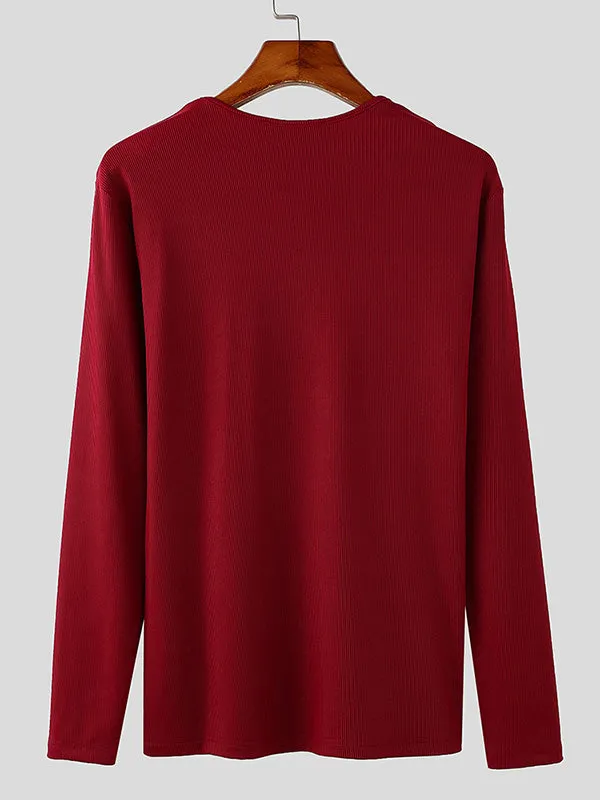 Mens Deconstructed Solid Color Long-Sleeve T-Shirt SKUK85579 sold by Incerunmen product image thumbnail 5