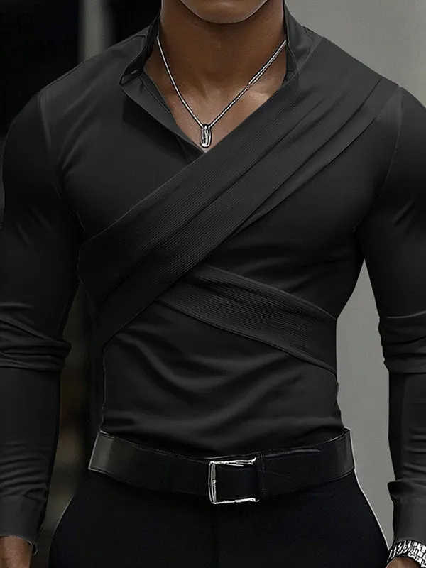 Mens Color-Block Patchwork Long-Sleeve T-Shirt SKUK85553 sold by Incerunmen product image thumbnail 2