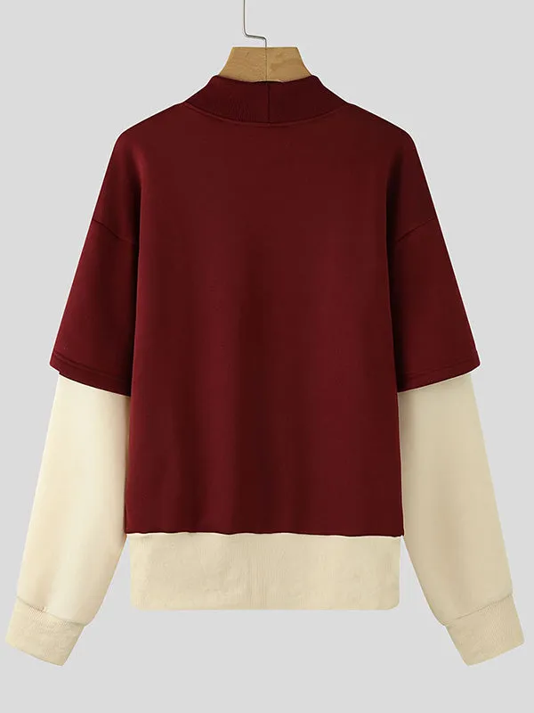 Mens Fake Two-Piece Patchwork Long-Sleeve T-Shirt SKUK86822 sold by Incerunmen product image thumbnail 5