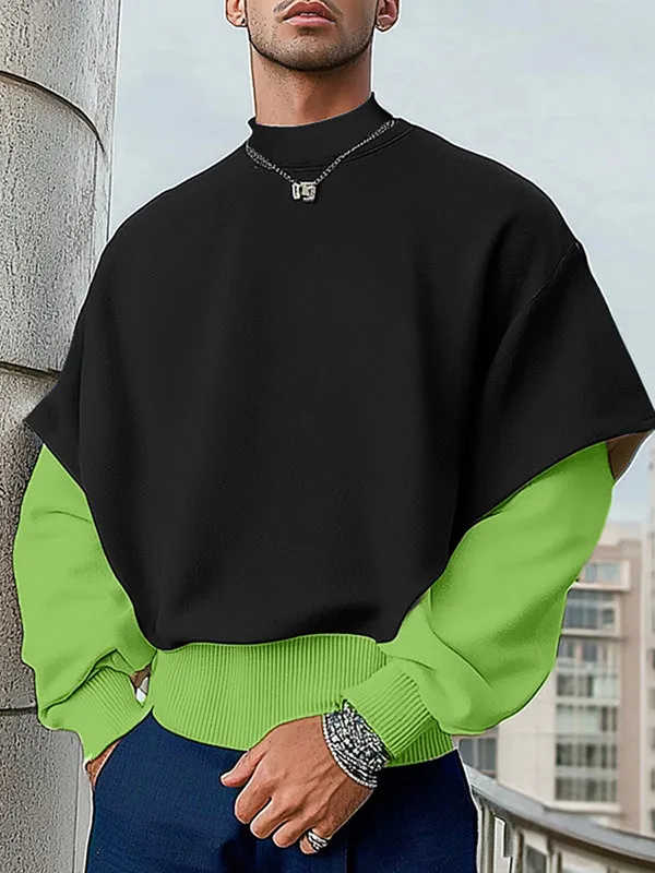 Mens Fake Two-Piece Patchwork Long-Sleeve T-Shirt SKUK86822 sold by Incerunmen product image thumbnail 3