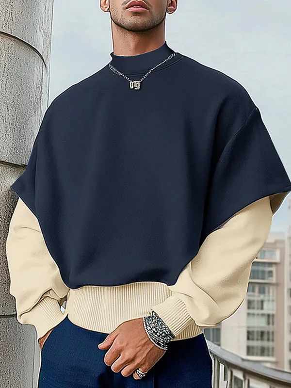 Mens Fake Two-Piece Patchwork Long-Sleeve T-Shirt SKUK86822 sold by Incerunmen product image thumbnail 2