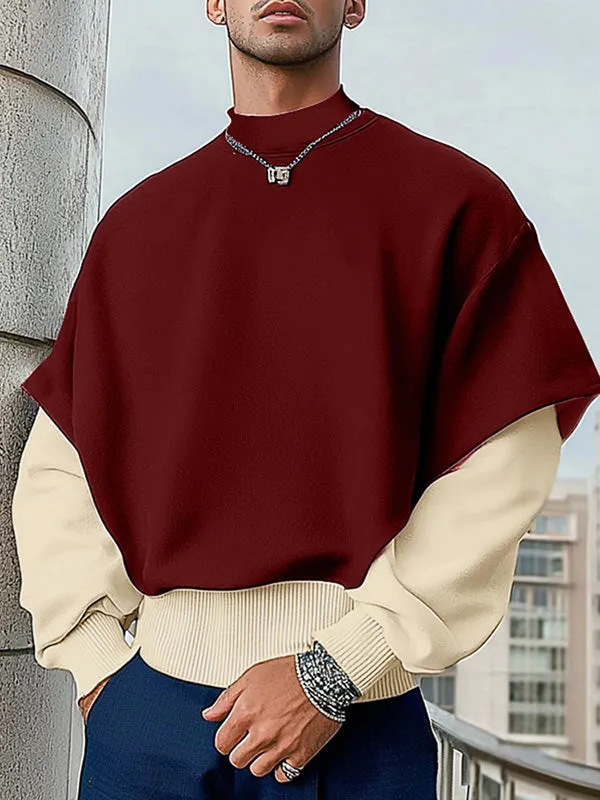 Mens Fake Two-Piece Patchwork Long-Sleeve T-Shirt SKUK86822 sold by Incerunmen