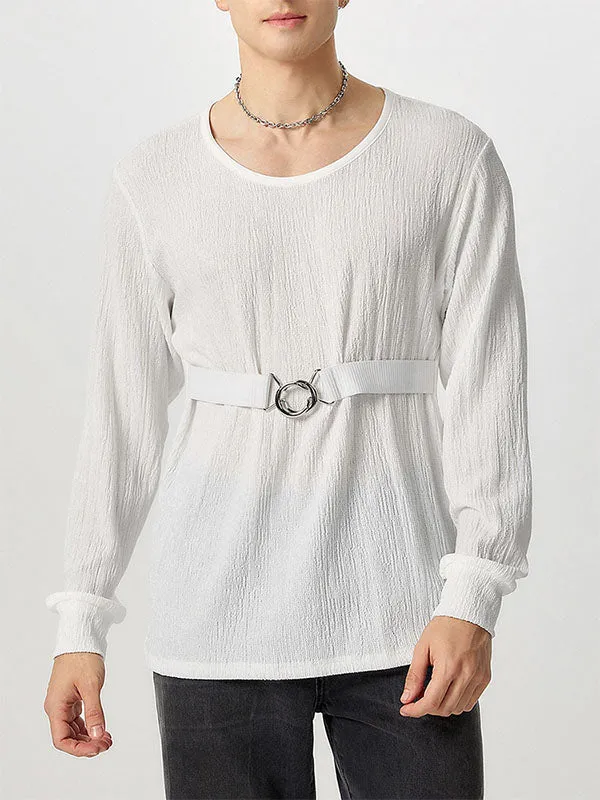 Mens Metal Button Detail Textured Long Sleeve T-Shirt SKUK79519 sold by Incerunmen product image thumbnail 3