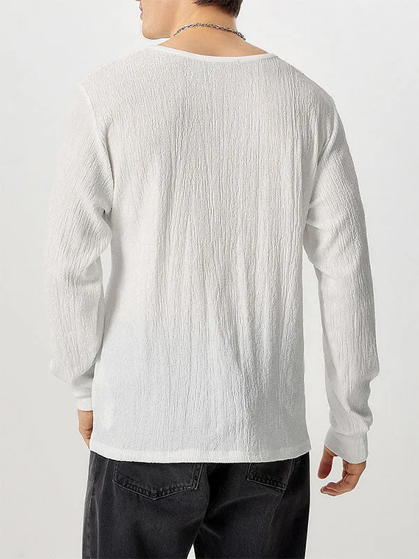 Mens Metal Button Detail Textured Long Sleeve T-Shirt SKUK79519 sold by Incerunmen product image thumbnail 4