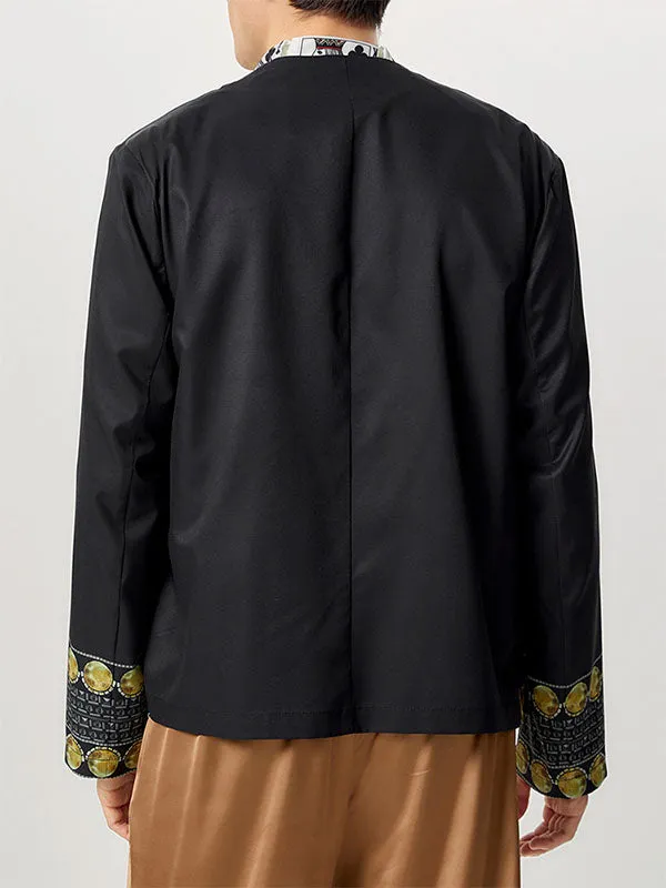 Mens Ethnic Print Fringe Long Sleeve Cardigan SKUK82422 sold by Incerunmen product image thumbnail 3