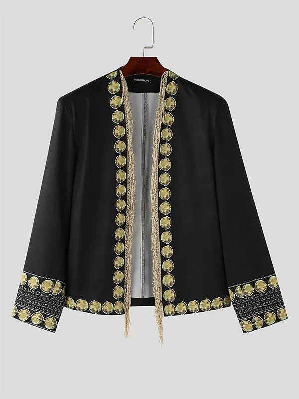 Mens Ethnic Print Fringe Long Sleeve Cardigan SKUK82422 sold by Incerunmen product image thumbnail 4