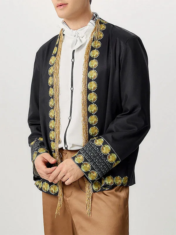 Mens Ethnic Print Fringe Long Sleeve Cardigan SKUK82422 sold by Incerunmen product image thumbnail 2