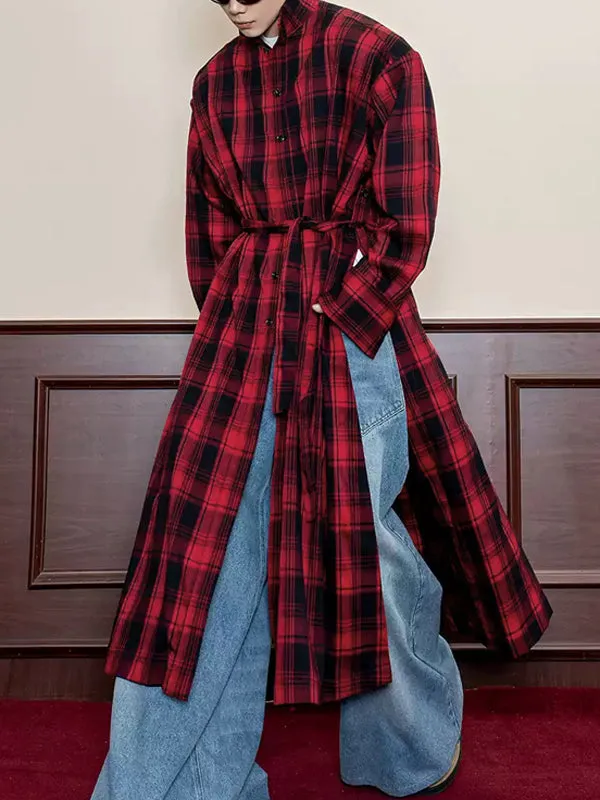 Mens Plaid Patchwork Long Sleeve Shirt SKUK85632 sold by Incerunmen