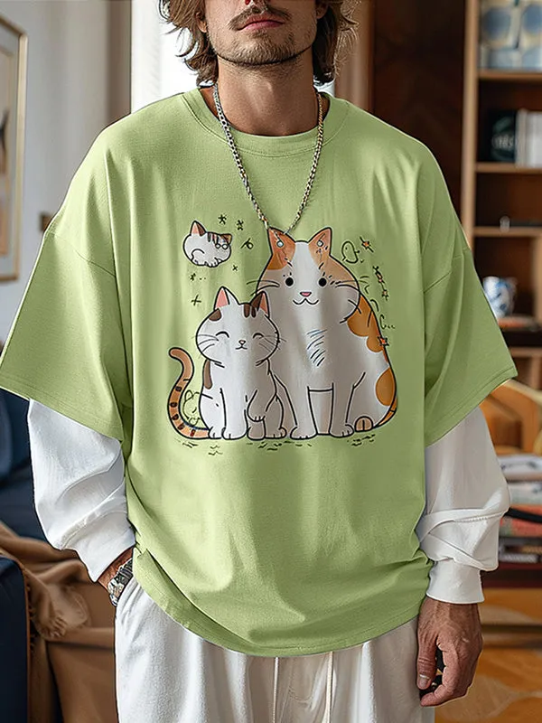 Mens Cat Print Long Sleeve T-Shirt SKUK80469 sold by Incerunmen product image thumbnail 3