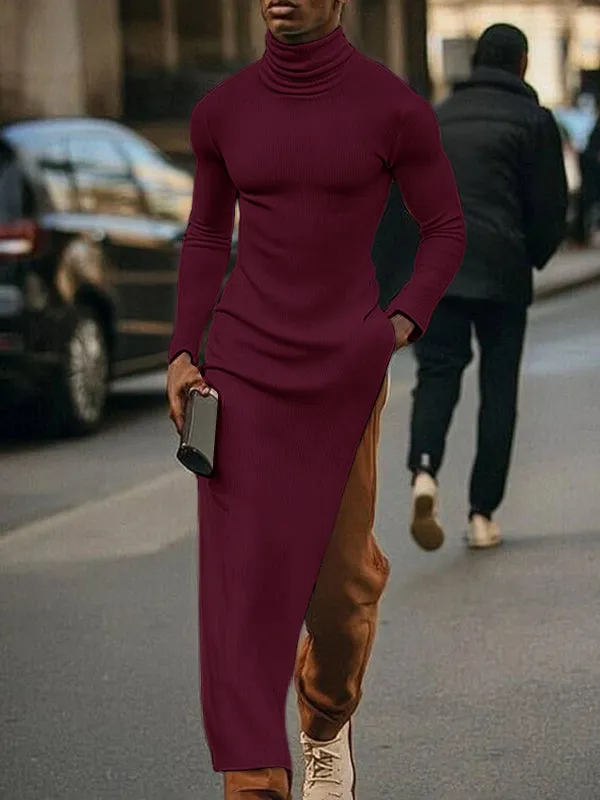 Mens Solid Color Textured Long Sleeve Sweater SKUK83289 sold by Incerunmen product image thumbnail 3