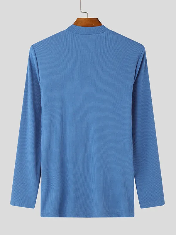 Mens Textured Zipper Long Sleeve T-Shirt SKUK84389 sold by Incerunmen product image thumbnail 5
