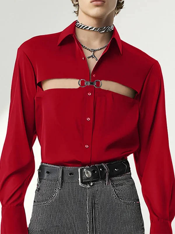 Mens Hollow-Out Metal Buckle Long Sleeve Shirt SKUK83220 sold by Incerunmen product image thumbnail 3