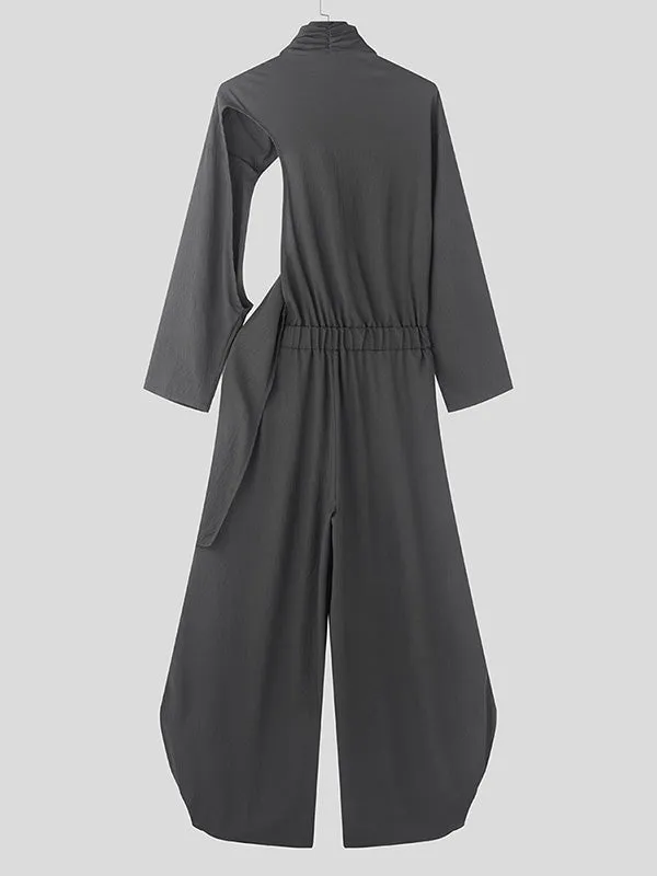 Mens Solid Color Ruched Long Sleeve Jumpsuit SKUK82384 sold by Incerunmen product image thumbnail 5