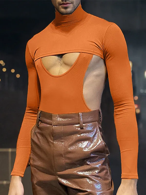 Mens Deconstructed Solid Color Long Sleeve T-Shirt SKUK82414 sold by Incerunmen product image thumbnail 3