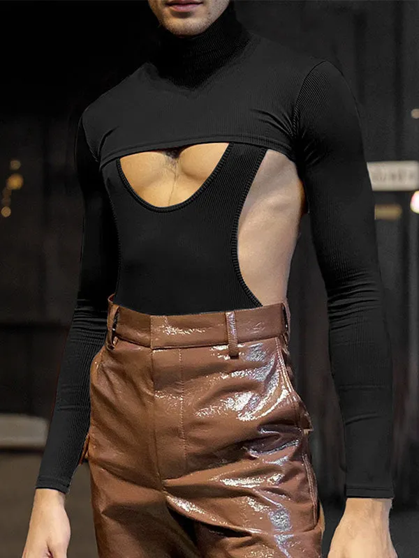 Mens Deconstructed Solid Color Long Sleeve T-Shirt SKUK82414 sold by Incerunmen