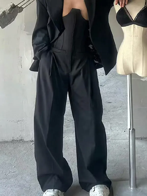 Mens Deconstructed Solid Cinched Waist Pant SKUK82427 sold by Incerunmen