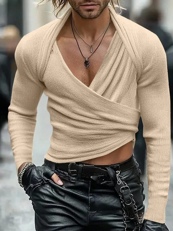 Mens Crossed Texture Knit Long Sleeve Sweater SKUK81194 sold by Incerunmen product image thumbnail 3