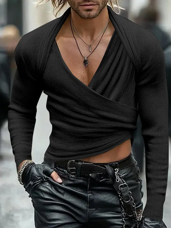 Mens Crossed Texture Knit Long Sleeve Sweater SKUK81194 sold by Incerunmen