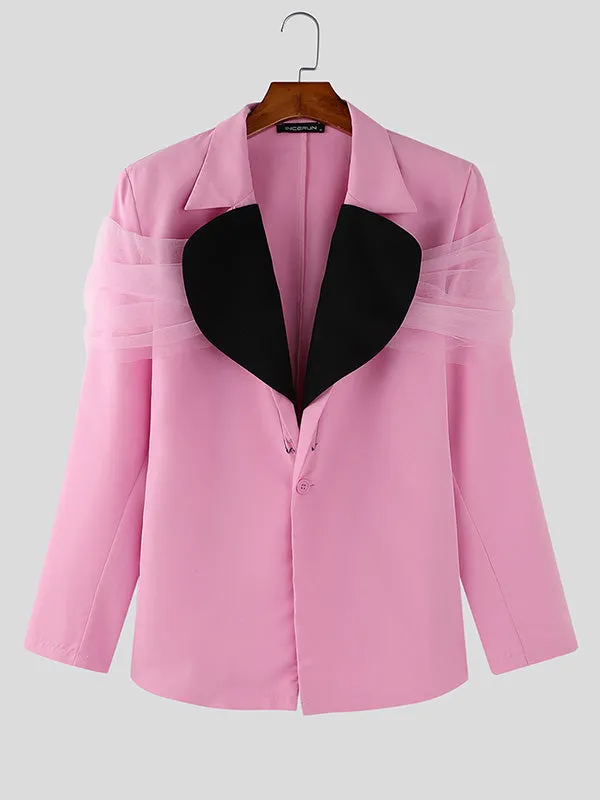 Mens Color Block Patchwork Long Sleeve Blazer SKUK82440 sold by Incerunmen product image thumbnail 4