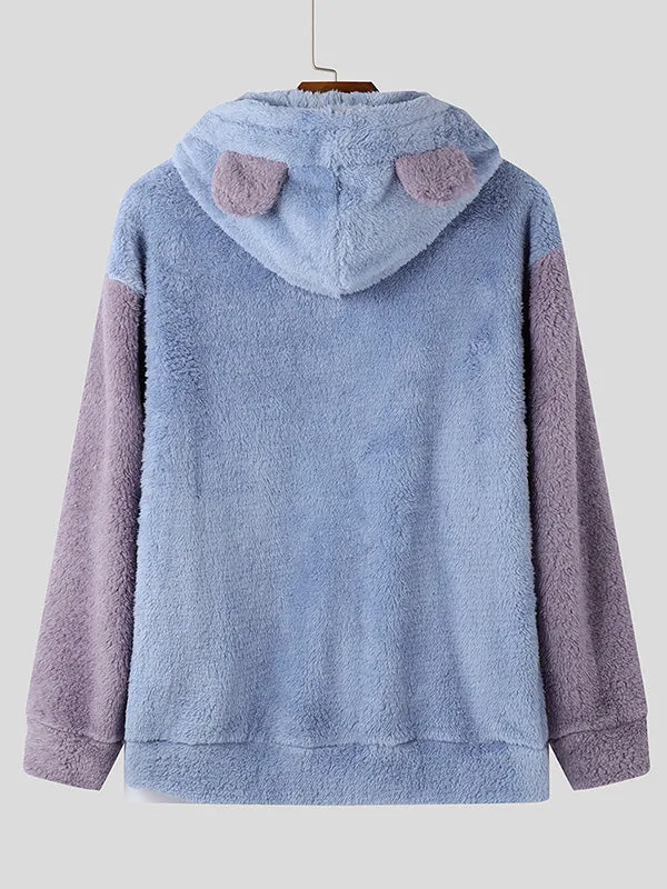 Mens Bear Ear Color Block Patchwork Long Sleeve Hoodie SKUK82407 sold by Incerunmen product image thumbnail 5