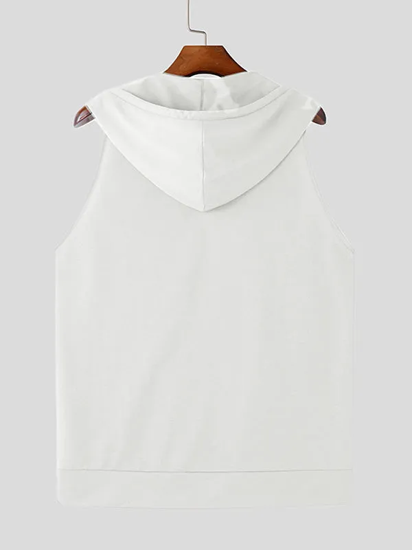 Mens Solid Color V-Neck Hooded Sleeveless Tank SKUK76254 sold by Incerunmen product image thumbnail 5