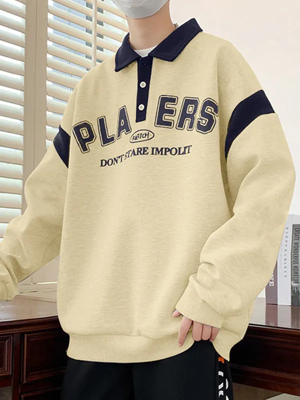 Mens Collared Long-Sleeve Pullover Hoodie SKUK79643 sold by Incerunmen