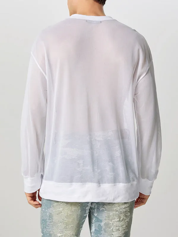 Mens Digital Print Textured Long-Sleeve T-Shirt SKUK78374 sold by Incerunmen product image thumbnail 2
