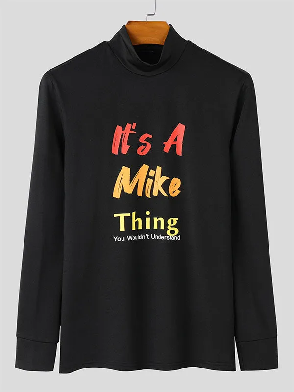 Mens Letter Print Slim-Fit Long-Sleeve T-Shirt SKUK77358 sold by Incerunmen product image thumbnail 3