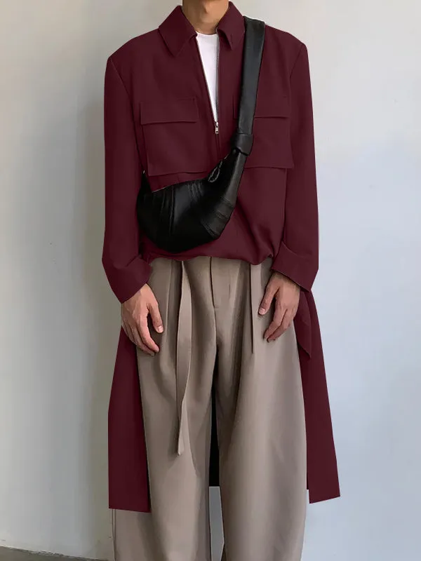 Mens Solid Color Modern Minimalist Trench Jacket SKUK77368 sold by Incerunmen product image thumbnail 5