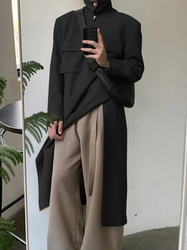 Mens Solid Color Modern Minimalist Trench Jacket SKUK77368 sold by Incerunmen product image thumbnail 4