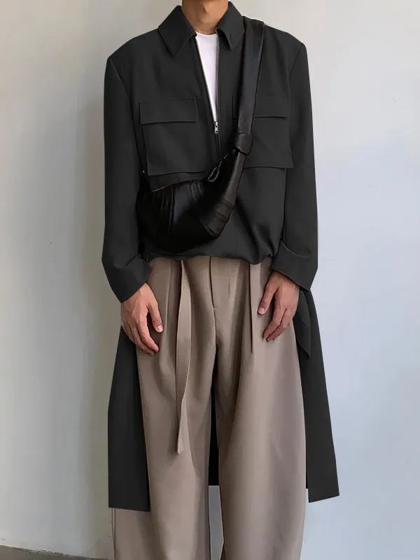 Mens Solid Color Modern Minimalist Trench Jacket SKUK77368 sold by Incerunmen product image thumbnail 3