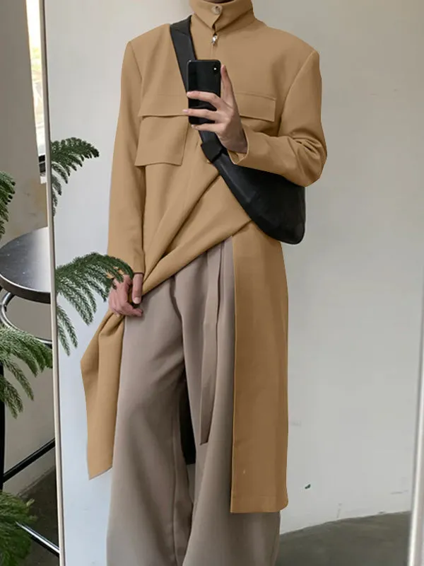 Mens Solid Color Modern Minimalist Trench Jacket SKUK77368 sold by Incerunmen product image thumbnail 2