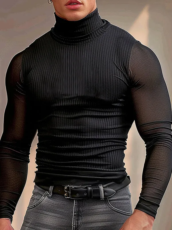 Mens  Sheer Long Sleeve T-Shirt SKUK78487 sold by Incerunmen