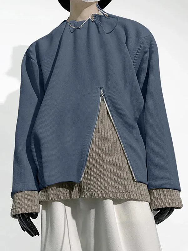 Mens Solid Color Textured Long-Sleeve Zip-Up Hoodie SKUK75077 sold by Incerunmen product image thumbnail 3