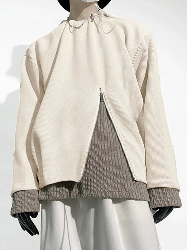 Mens Solid Color Textured Long-Sleeve Zip-Up Hoodie SKUK75077 sold by Incerunmen