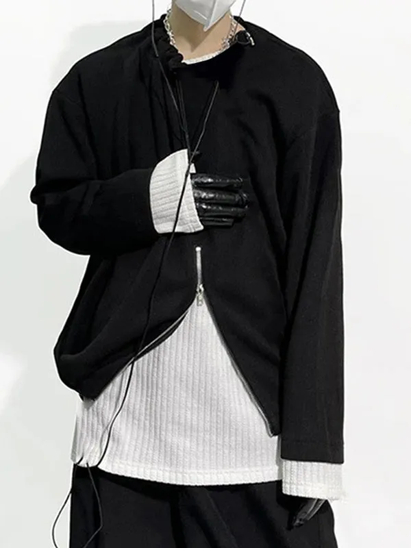 Mens Solid Color Textured Long-Sleeve Zip-Up Hoodie SKUK75077 sold by Incerunmen product image thumbnail 2