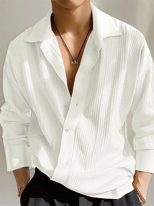 Mens Solid Color Textured Long Sleeve Shirt SKUK75071 sold by Incerunmen