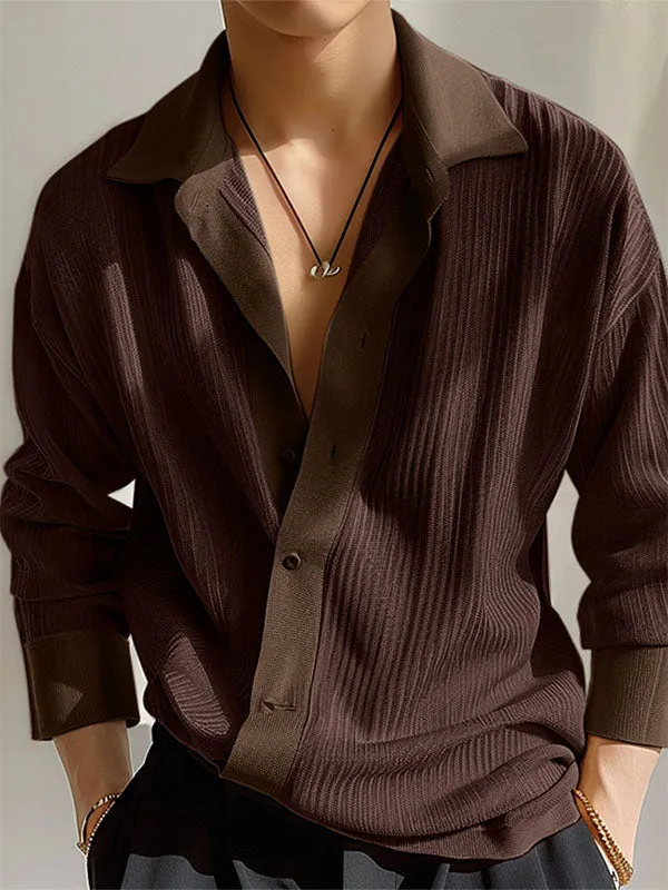 Mens Solid Color Textured Long Sleeve Shirt SKUK75071 sold by Incerunmen product image thumbnail 3