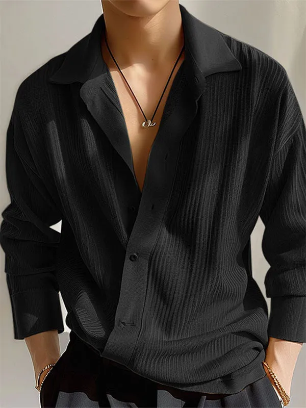 Mens Solid Color Textured Long Sleeve Shirt SKUK75071 sold by Incerunmen product image thumbnail 2