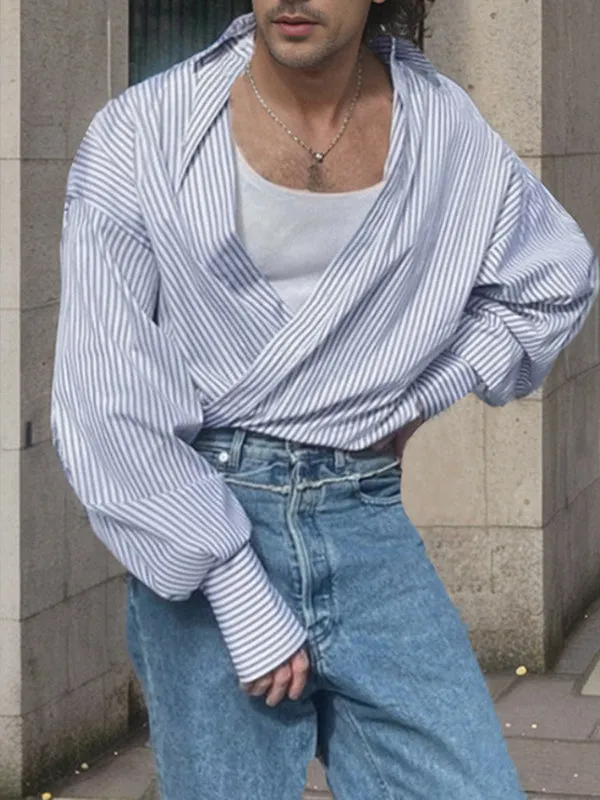 Mens Casual Striped Long Sleeve Shirt SKUK78486 sold by Incerunmen